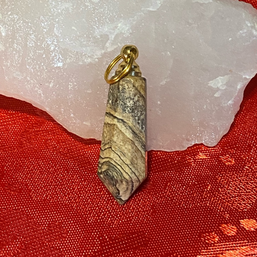 Unisex Picture Jasper Perfume / Oil Diffuser Pendant Necklace
